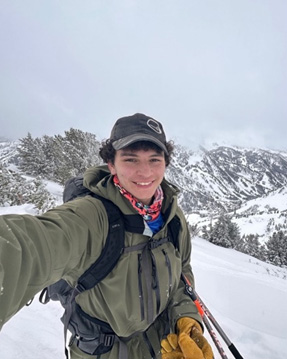 Hudson taking a selfie on a snow mountain. 